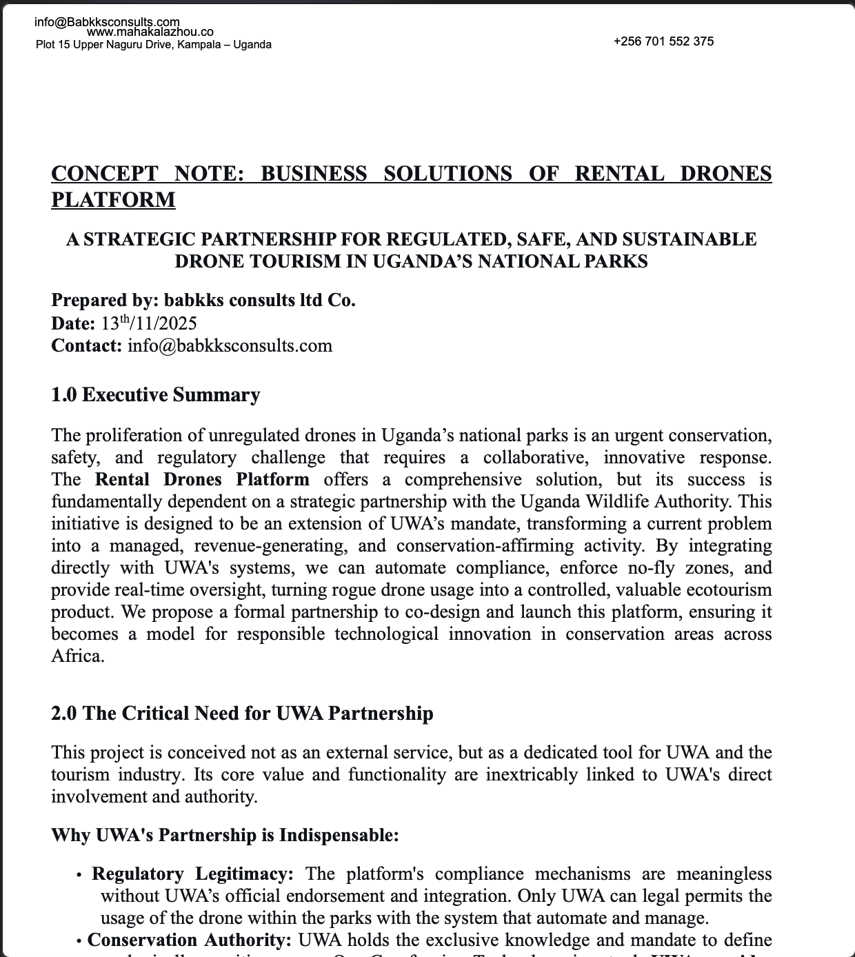 Rental Drones Platform for Tourism (National Parks Use-Case)