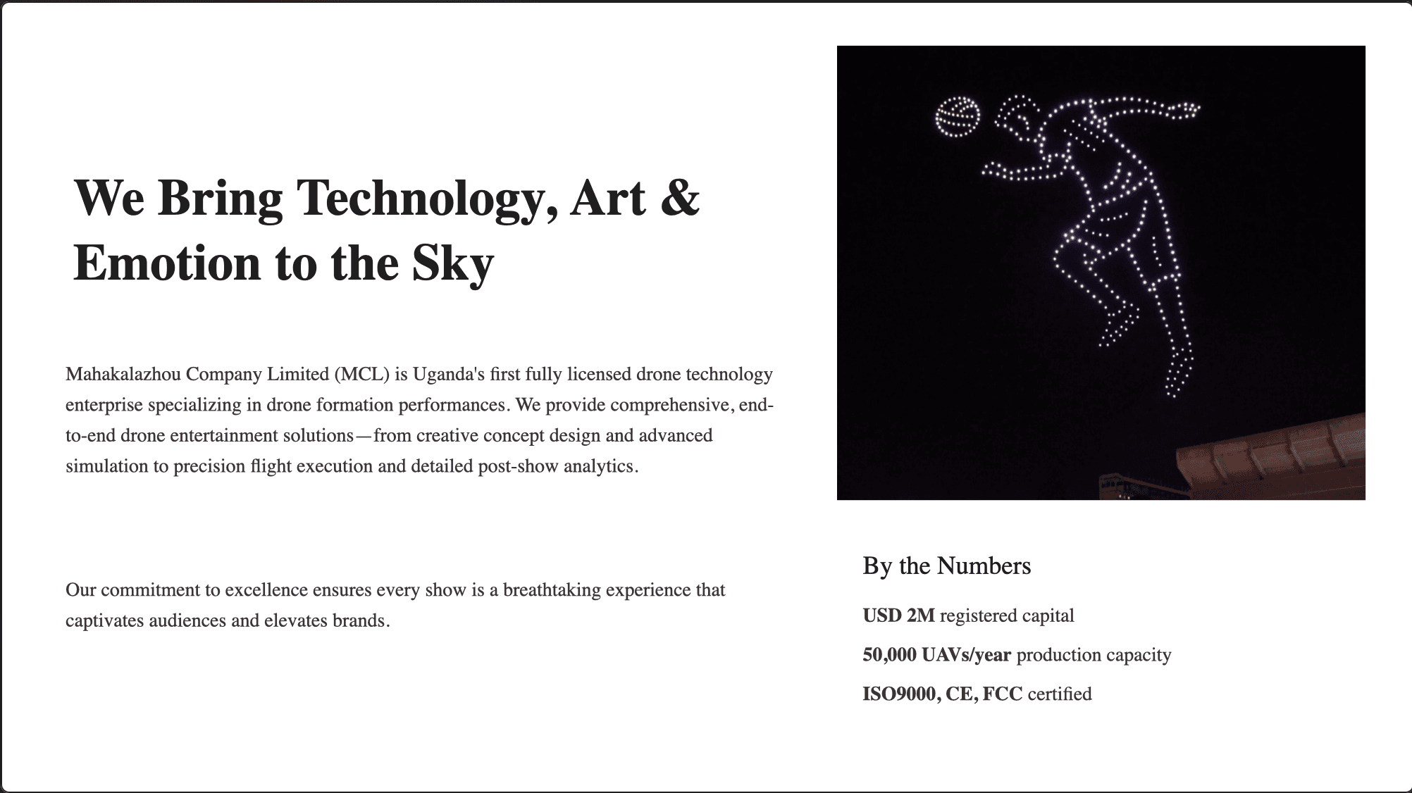 Drone show concept cover: 'The Sky is our Stage'.